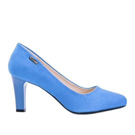 Escarpins bleus sur un talon aiguille Calista