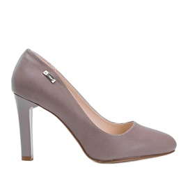 Escarpins beiges sur talon Taffy brun