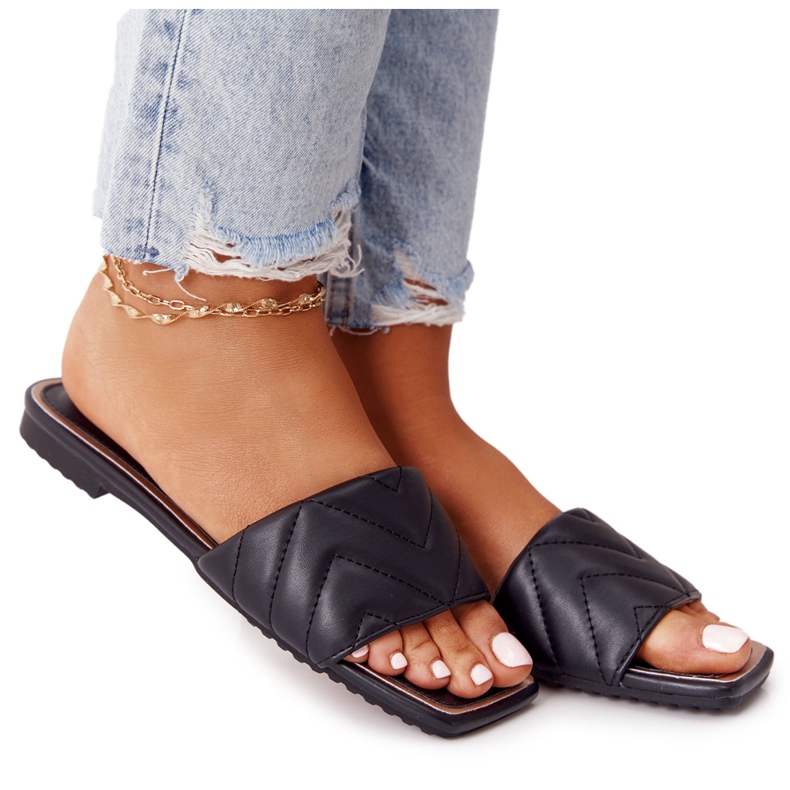 Chaussons en cuir matelassé S.Barski 331-42 Noir le noir