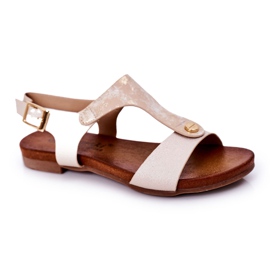 S.Barski Sandales pour enfants S. Bararski Comfort Zlote blanche argent d'or