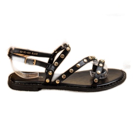 Goodin Sandales avec ornements le noir