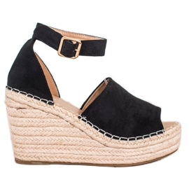 SHELOVET Sandales compensées noires le noir