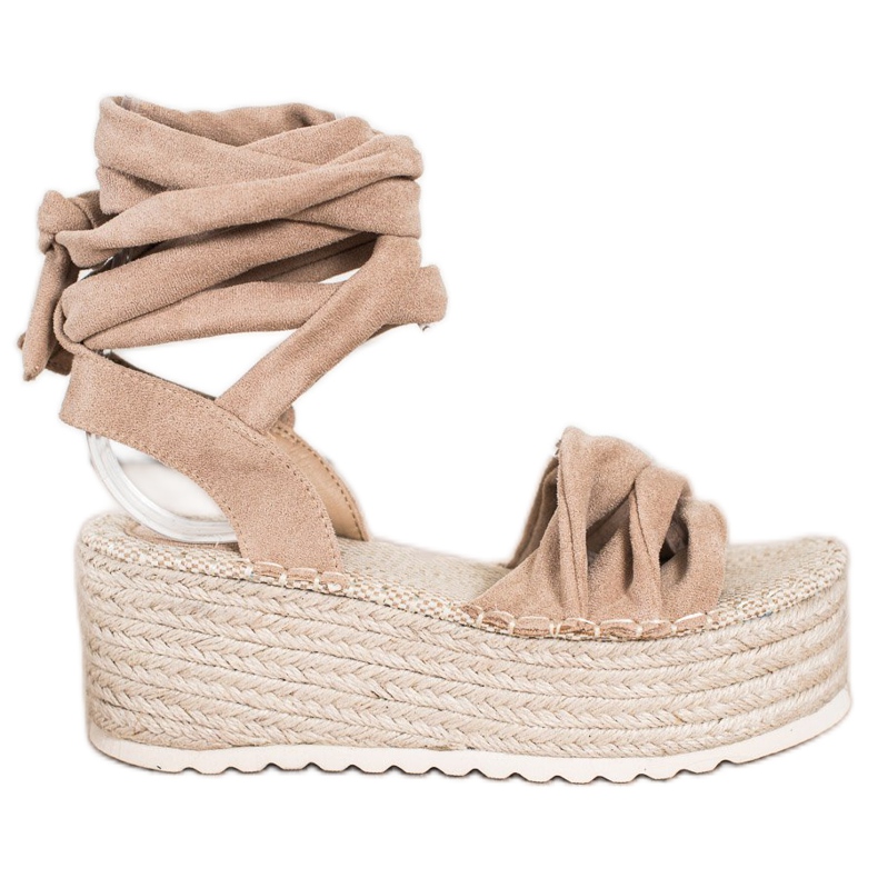 SHELOVET Sandales espadrilles nouées beige SHELOVET Sandales espadrilles nouées beige
