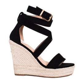 SHELOVET Espadrilles Sandales Avec Boucle noir