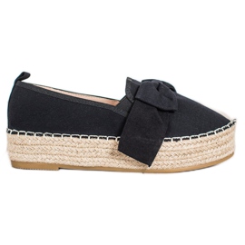 SHELOVET Espadrilles Noires Avec Nœud