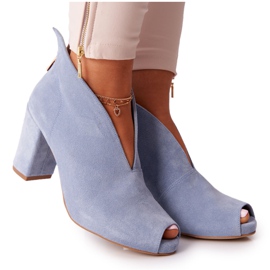 Exquisite Bottines En Daim Sur Un Poteau Avec Une Coupe Exquise 1243 Bleu