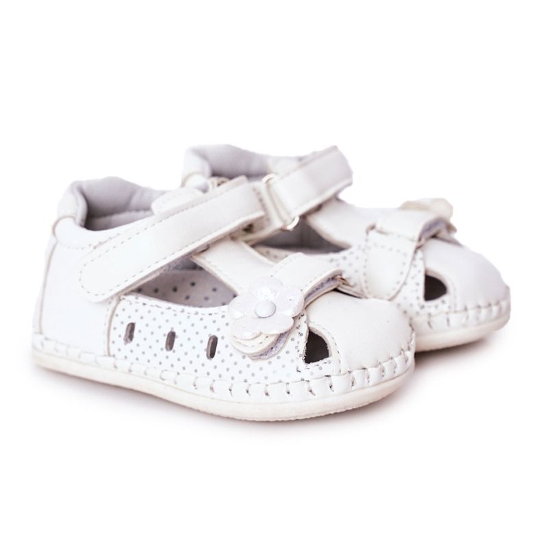 Apawwa Sandales Enfant Avec Velcro Fleurs Blanches
