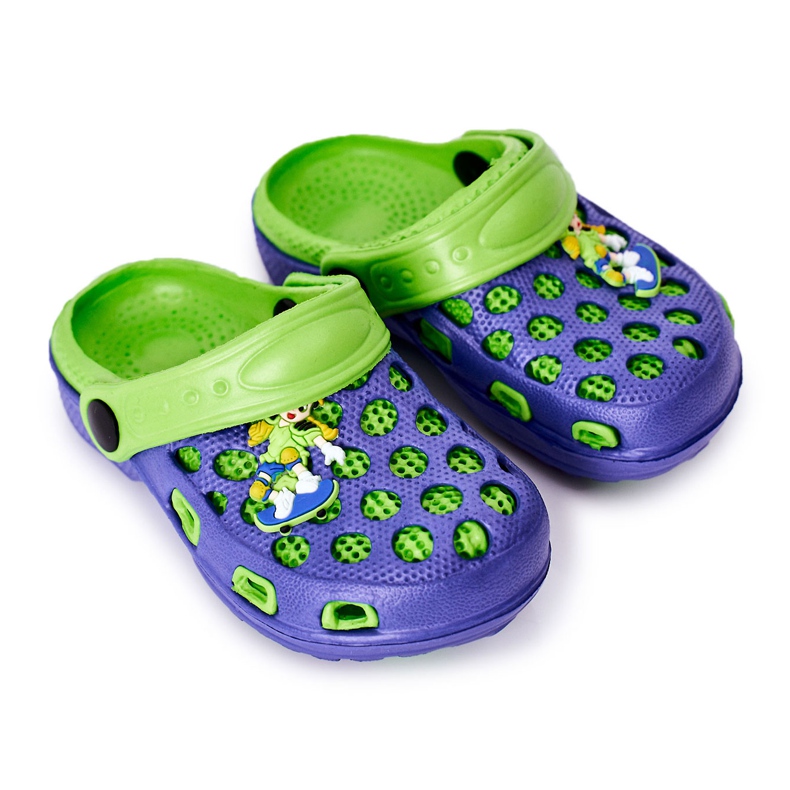 Chaussons Mousse Enfant Crocs Bleu Marine-Vert Jupiter