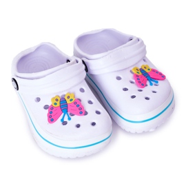 Pantoufles en mousse pour enfants Kroks White Lazy Day blanche multicolore