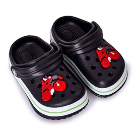 Pantoufles en mousse pour enfants Kroks Black Lazy Day noir multicolore