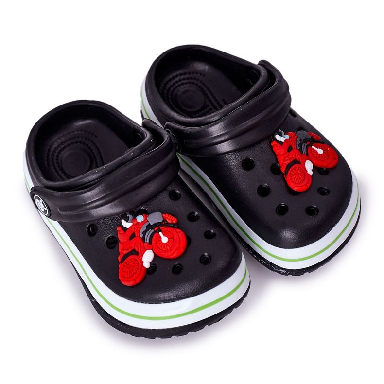 Pantoufles en mousse pour enfants Kroks Black Lazy Day le noir multicolore