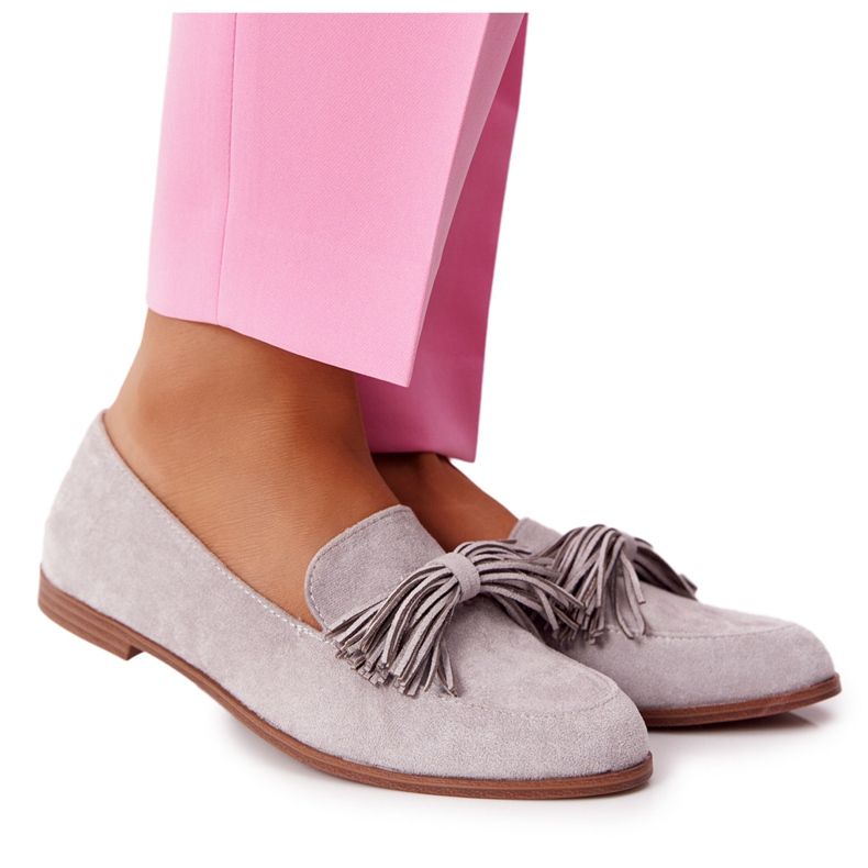 EVE Mocassins en Daim à Franges Gris Alicante EVE Mocassins en Daim à Franges Gris Alicante