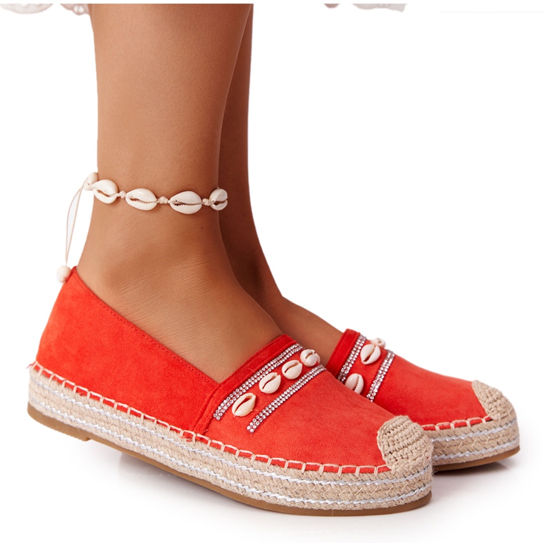 PG1 Espadrilles Sur Plateforme Avec Coquillage Corail rouge orange