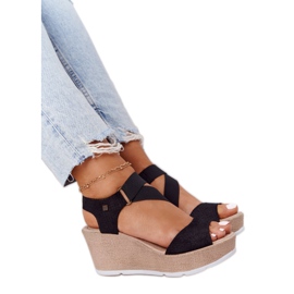 Sandales Compensées En Cuir Big Star FF276016 Noir