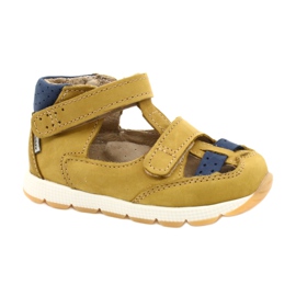 Sandales pour garçons en cuir pour Velcro Mazurek 1187 C. Jółty jaune
