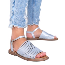 Sandales marron soleil bleu brillant rose