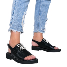 Sandales noires à perles Like A Woman