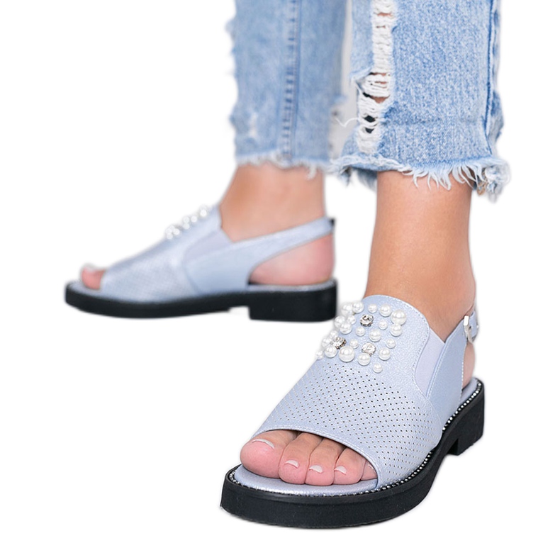 Sandales bleues avec perles Like A Woman