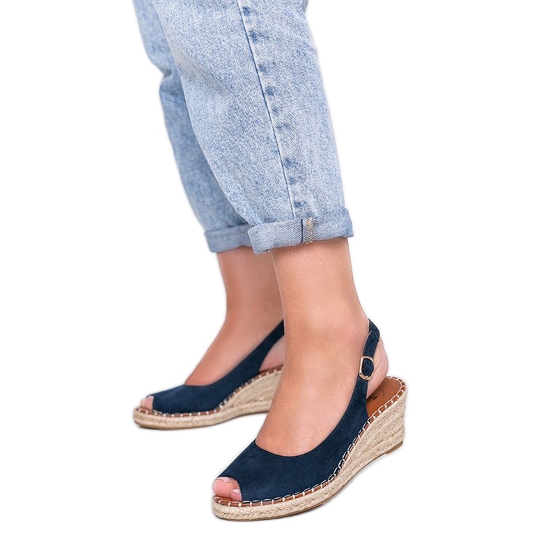 Sandales compensées bleu marine Caitlin
