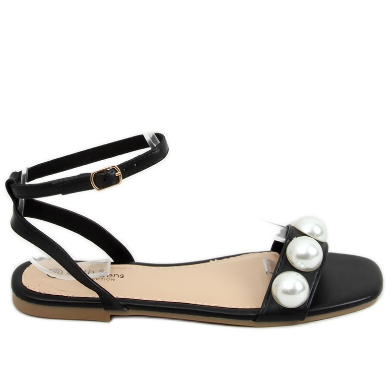 Sandales pour femmes noires avec perles H19 Black le noir