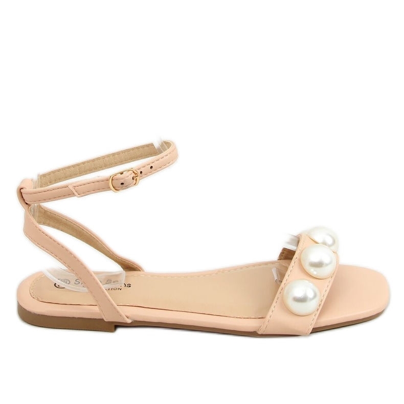 Sandales beiges pour femme avec perles H19 Beige