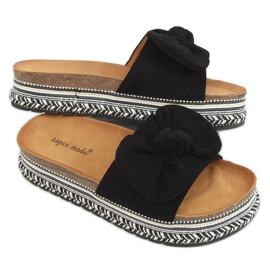 Noir 7705 Chaussons noirs sur la semelle décorée