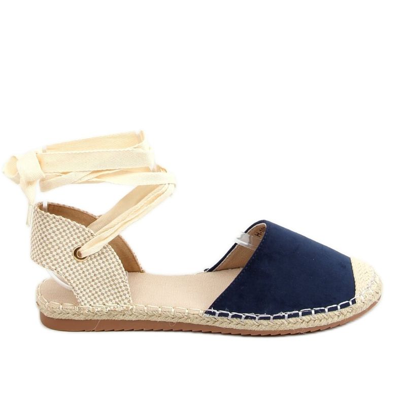Espadrilles nouées aux chevilles, bleu marine H-107 Bleu beige Espadrilles nouées aux chevilles, bleu marine H-107 Bleu beige