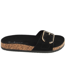 Chaussons en liège noir N-111 Noir le noir
