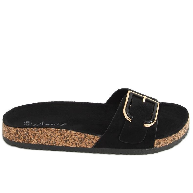 Chaussons en liège noir N-111 Noir le noir