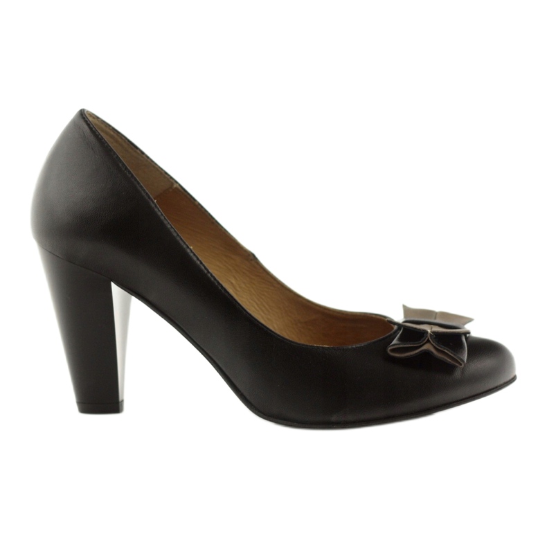 Kotyl Pompes en cuir classique avec un arc 1307 Catyl noir le noir