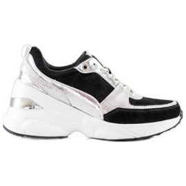 Filippo Baskets compensées en cuir noir