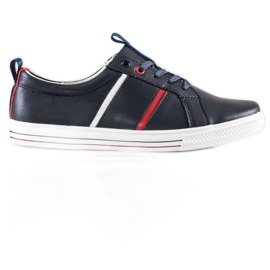 Filippo Chaussures de sport classiques en cuir bleu marine
