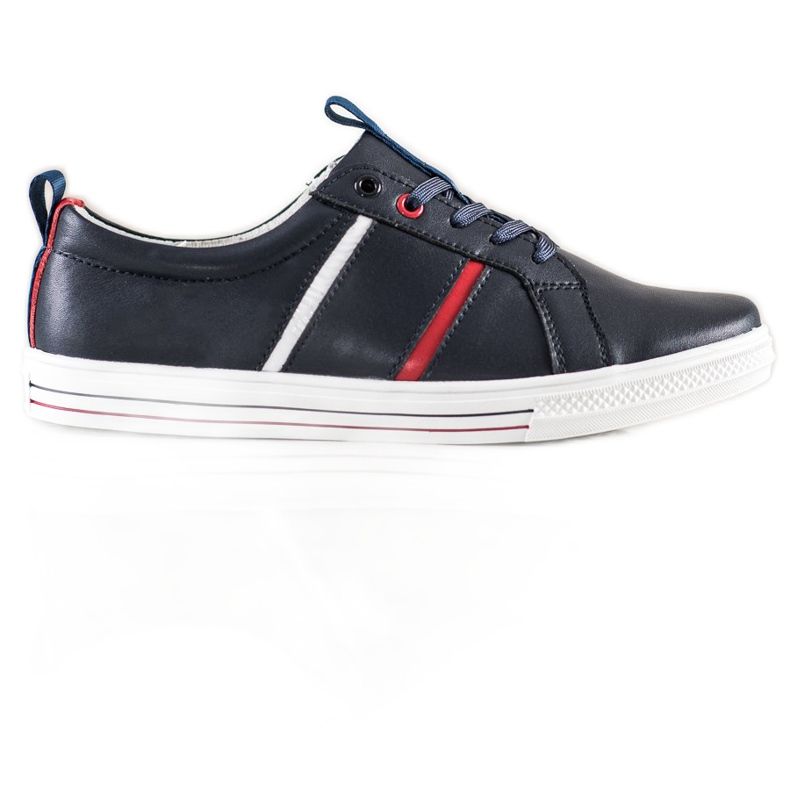 Filippo Chaussures de sport classiques en cuir bleu marin