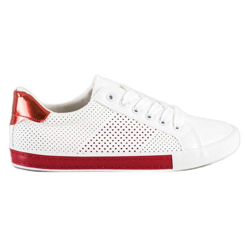 SHELOVET Baskets ajourées à empiècement rouge blanche