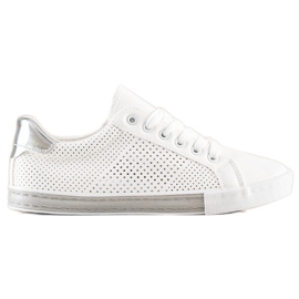 SHELOVET Sneakers Ajourées Avec Insert Argenté blanche