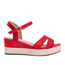 Espadrilles rouges sur le talon compensé Moon Rising