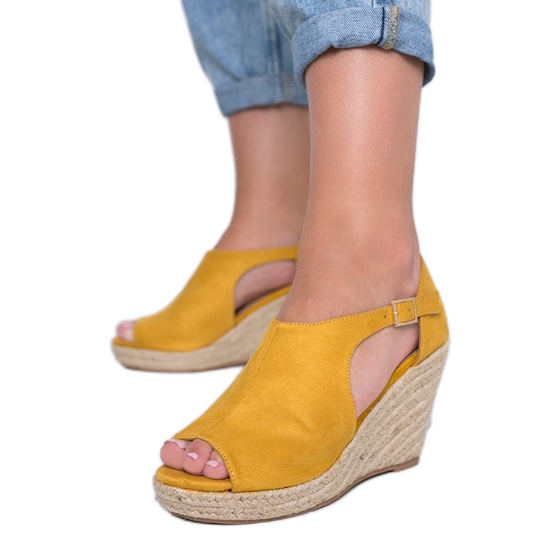 Sandales compensées moutarde Moko jaune