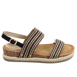 Sandales espadrilles noires FD-50 Noir beige