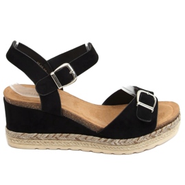 Espadrilles noires sur compensées YL93 Noir