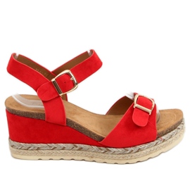 Rouge YL93 Espadrilles rouges sur compensées