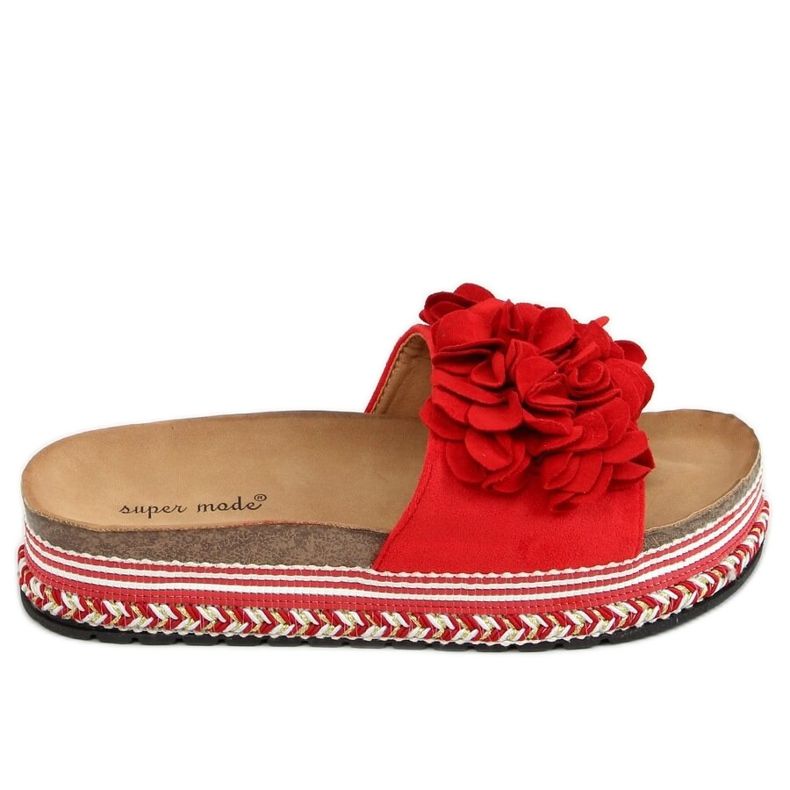 Tongs à fleurs rouge 9602 Rouge