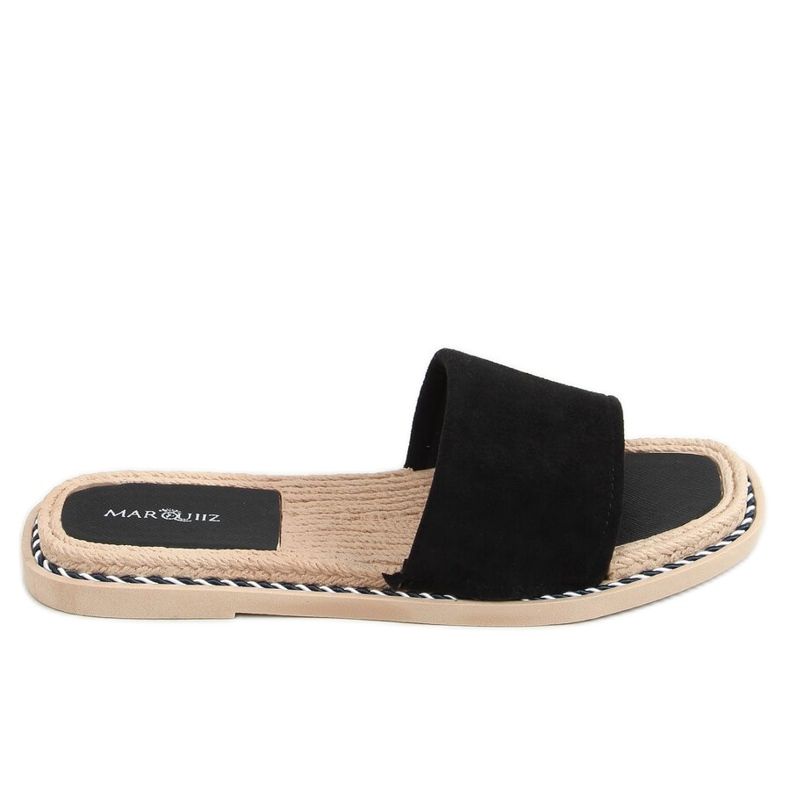 Chaussons noirs pour femmes en daim noir 1096 Noir le noir