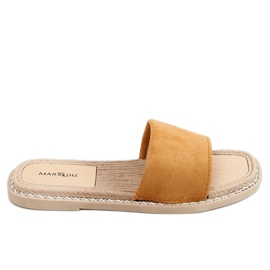 Camel 1096 Chaussons pour femmes en daim camel brun