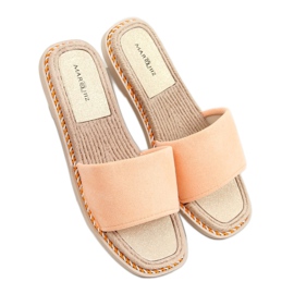 Chaussons femme daim abricot 1096 Orange multicolore
