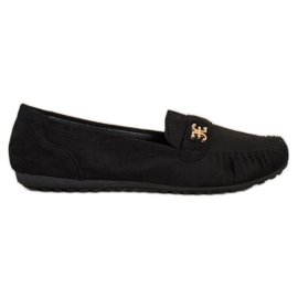 Fama Mocassins en daim avec ornement le noir