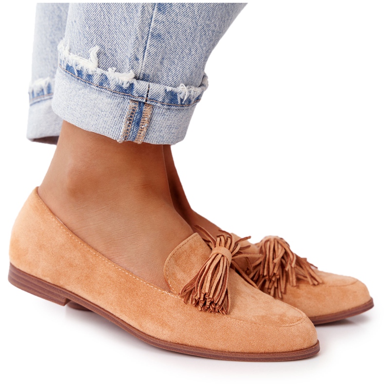 EVE Mocassins en Daim à Franges Camel Alicante brun