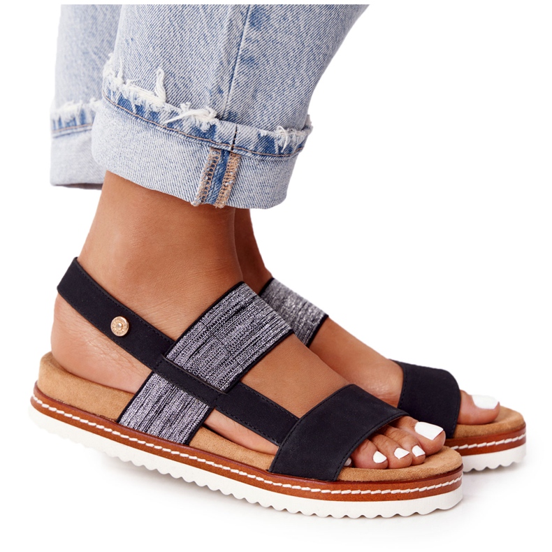 EVE Sandales Avec Cuff Argent Noir Almeria le noir