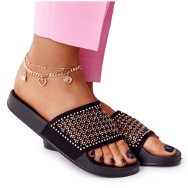 EVE Pantoufles Tonya Noires En Caoutchouc Avec Paillettes le noir