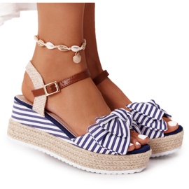 PG1 Sandales compensées bleu marine La Isla Bonita blanche multicolore