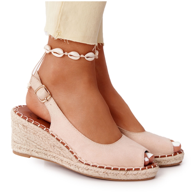 PG1 Sandales compensées beiges avec tressé beige Las Palomas